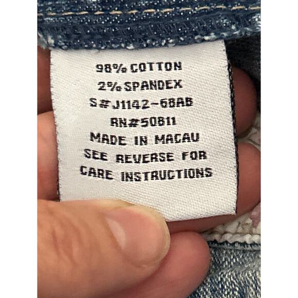 Y2K Anchor Blue Floral Patchwork Wide Leg Jeans - Picture 8 of 8